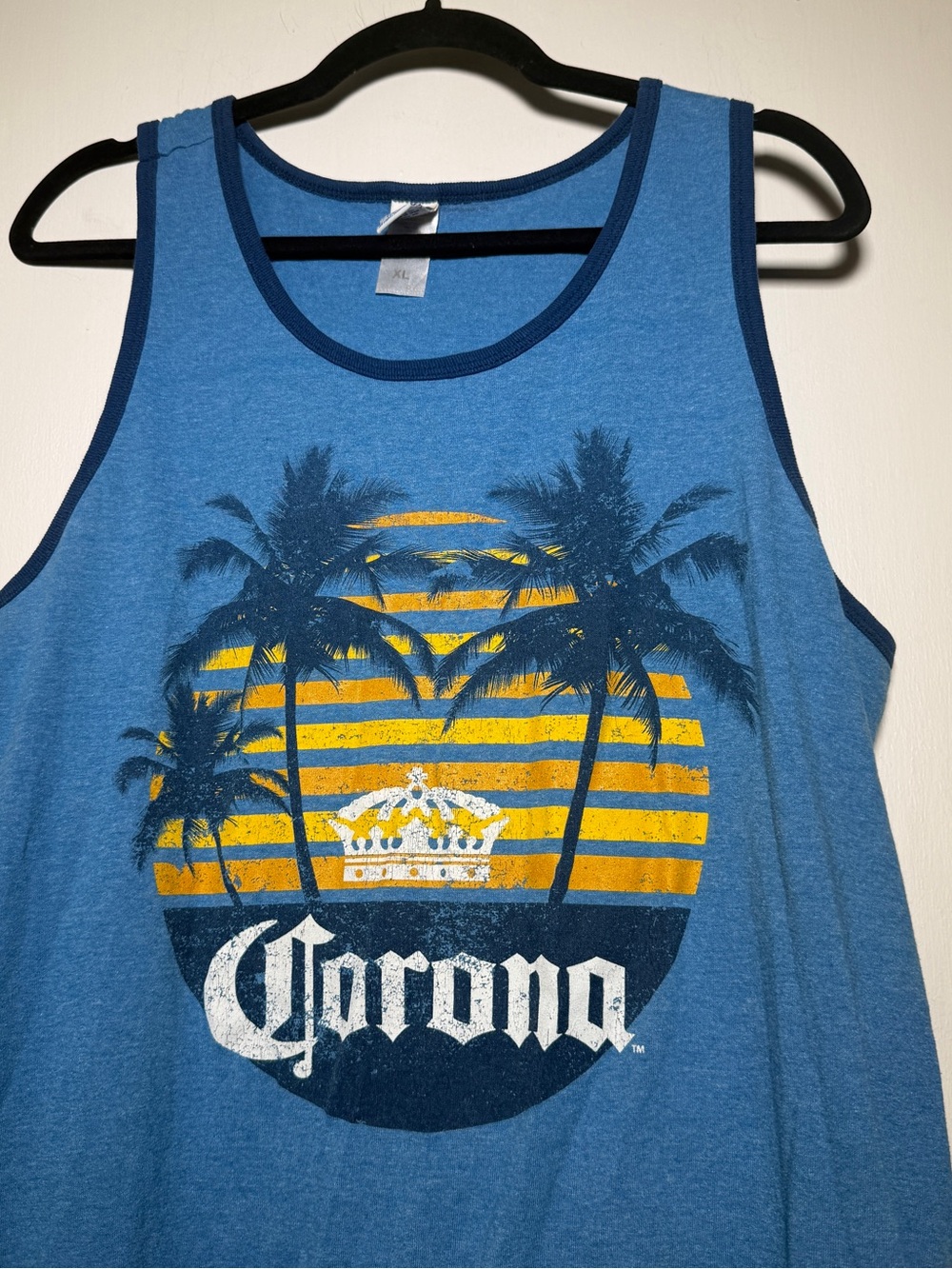 Corona Blue Palm Tree Sunset Tank Top Mens XL